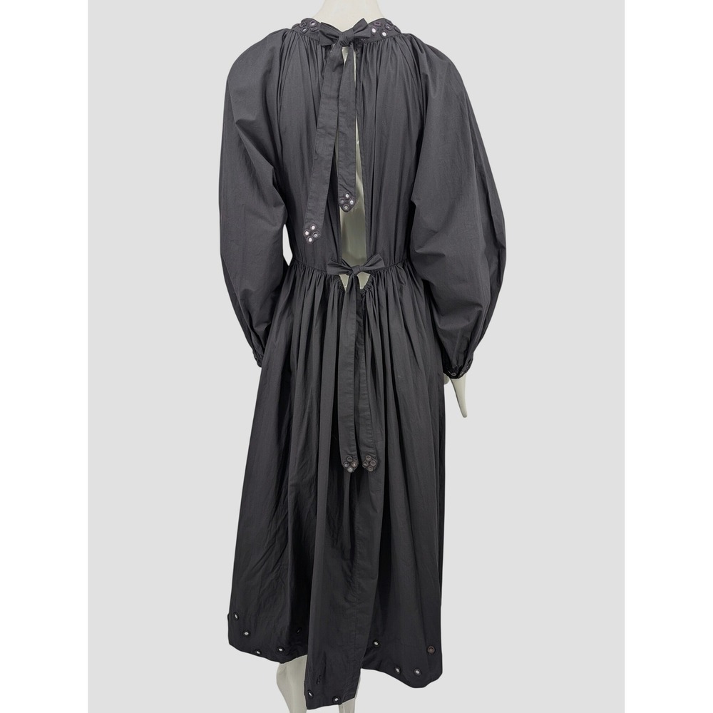 Chan Luu Black Cotton Midi Dress Mirror Embellished Open Back Tie Size 2 - Picture 2 of 16